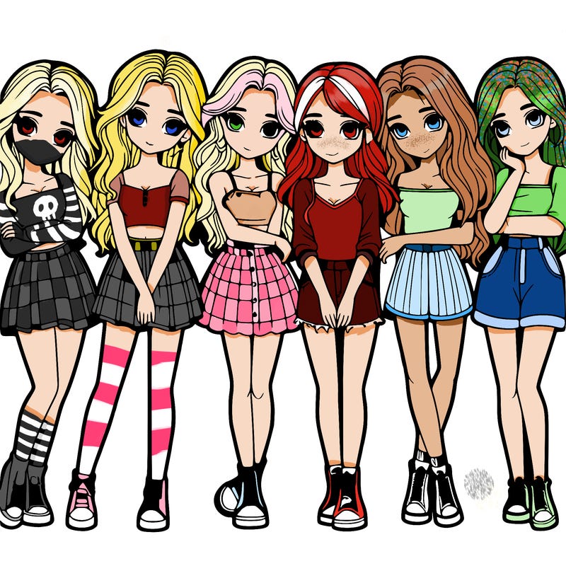 a group of girls realistic