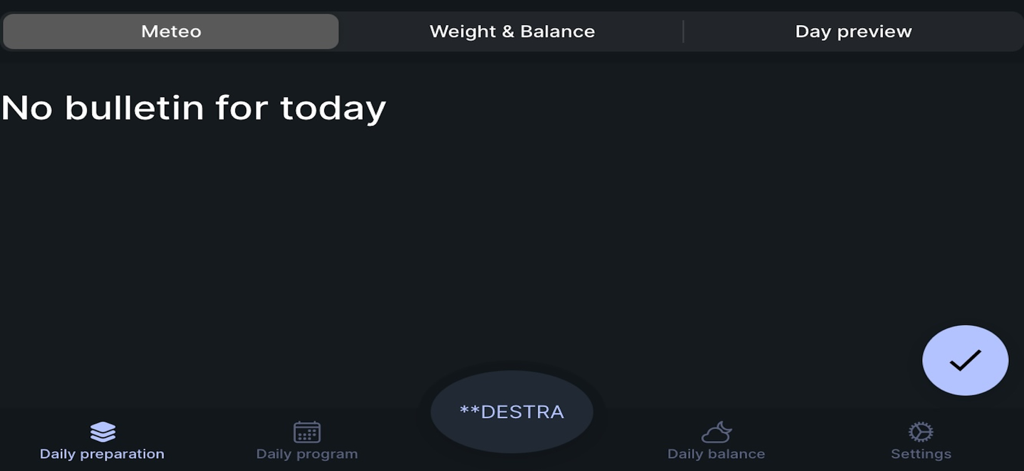 NavX - NavX app dashboard displaying the meteo status for helicopter operations