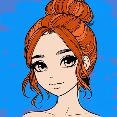 realistic pretty girl with hair in bun