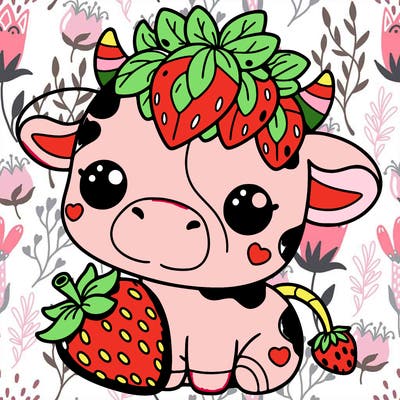 cute strawberry cow