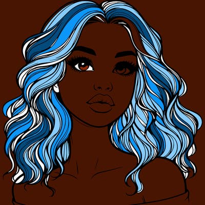 realistic girl with wavy hair and lips