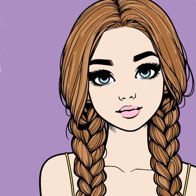 realistic girl with braids