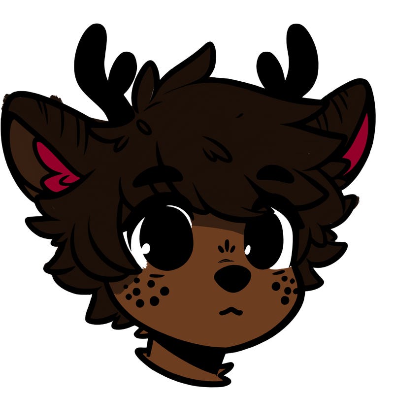 a humanoid deer with soft fluffy ears