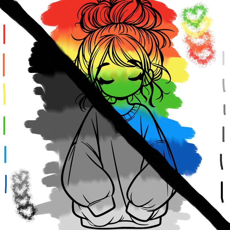 girl with baggy sweatshirt and messy bun