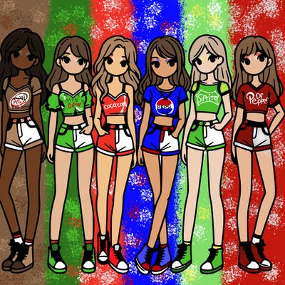 a group of girls wearing crop tops and shorts