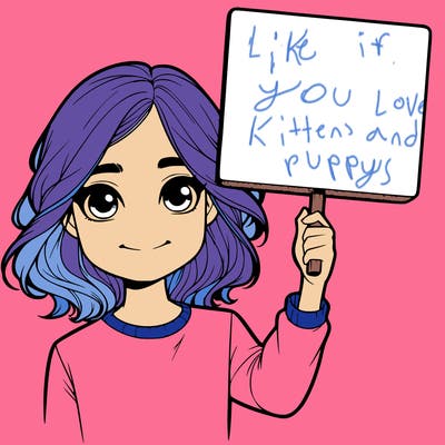realistic girl holding up a sign