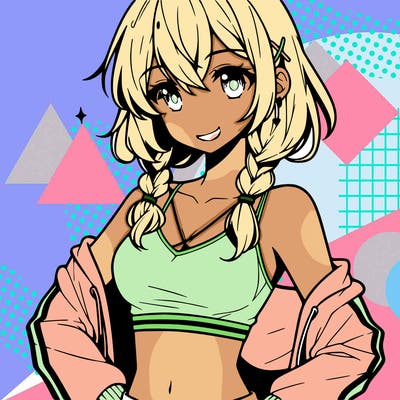 anime girl wearing crop top