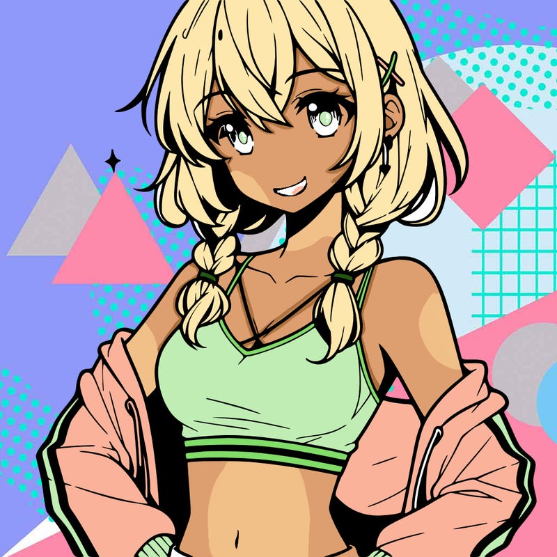 anime girl wearing crop top
