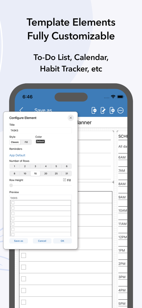 AJournal - Planner & Journal - Interface showing customizable template elements like a to-do list in AJournal