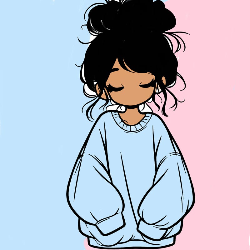 girl with baggy sweatshirt and messy bun