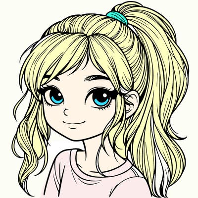 realistic girl with ponytail