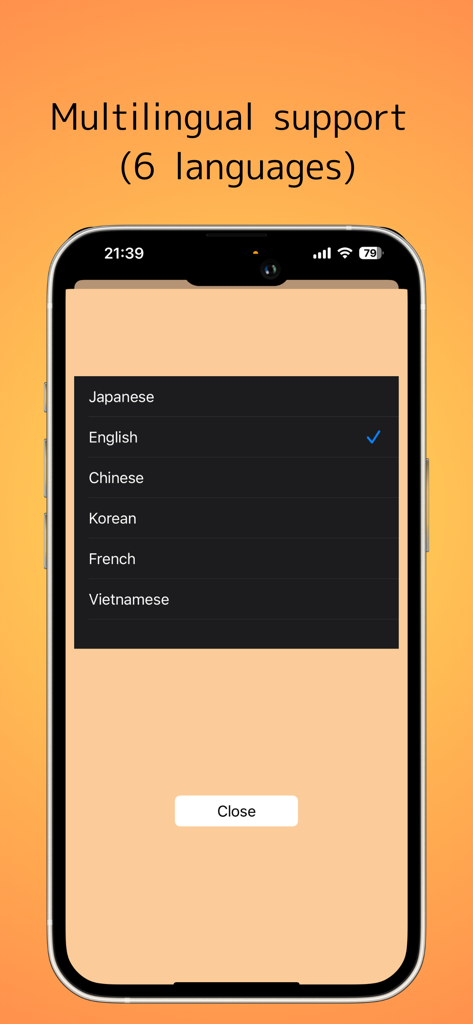 Speech-to-Text-App - Oberfläche der Speech-to-Text-App mit einem Sprachauswahlmenü mit sechs verschiedenen Optionen