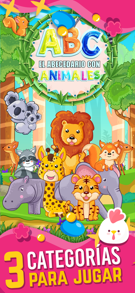 Ilustracion de animales en la pantalla de inicio de la aplicacion educativa El Abecedario con Animales