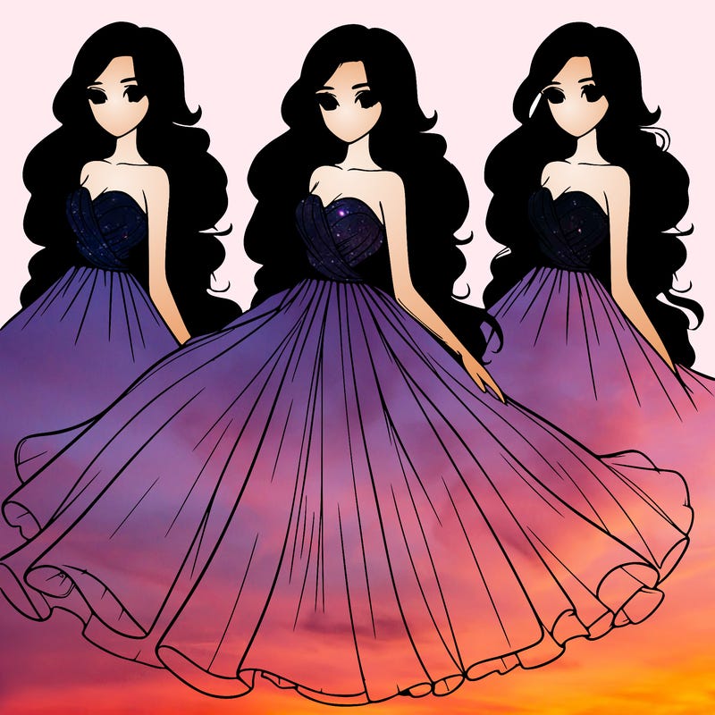 a realistic beautiful girl with a long flowing dress