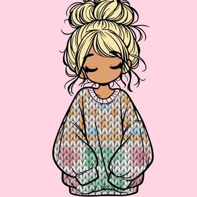 girl with baggy sweatshirt and messy bun