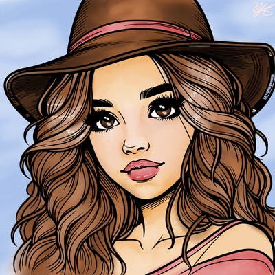 realistic girl with hat