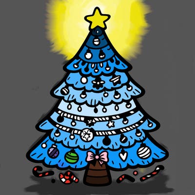 christmas tree with lots of details