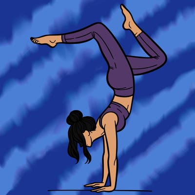 a woman doing a handstand