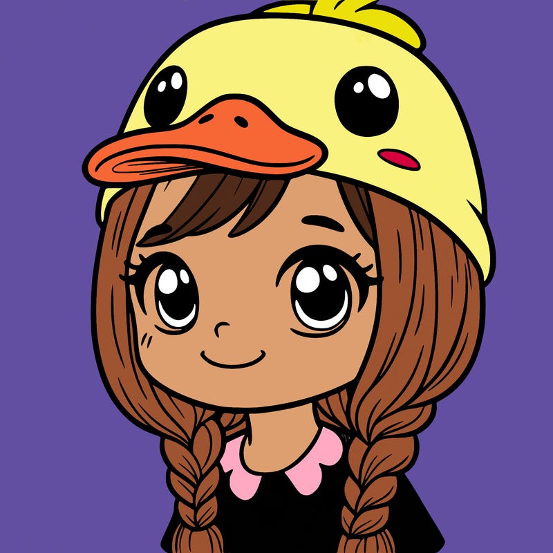 girl wearing duck hat