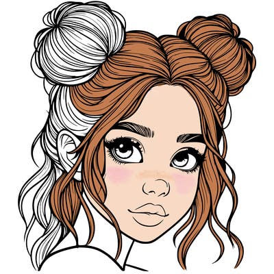 realistic girl with hair buns on her head