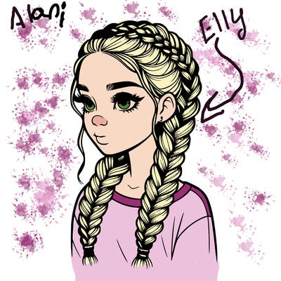 realistic girl with braids