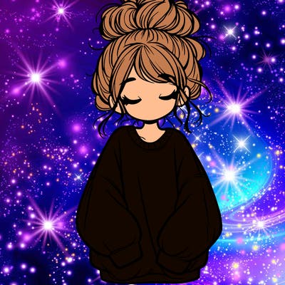 girl with baggy sweatshirt and messy bun