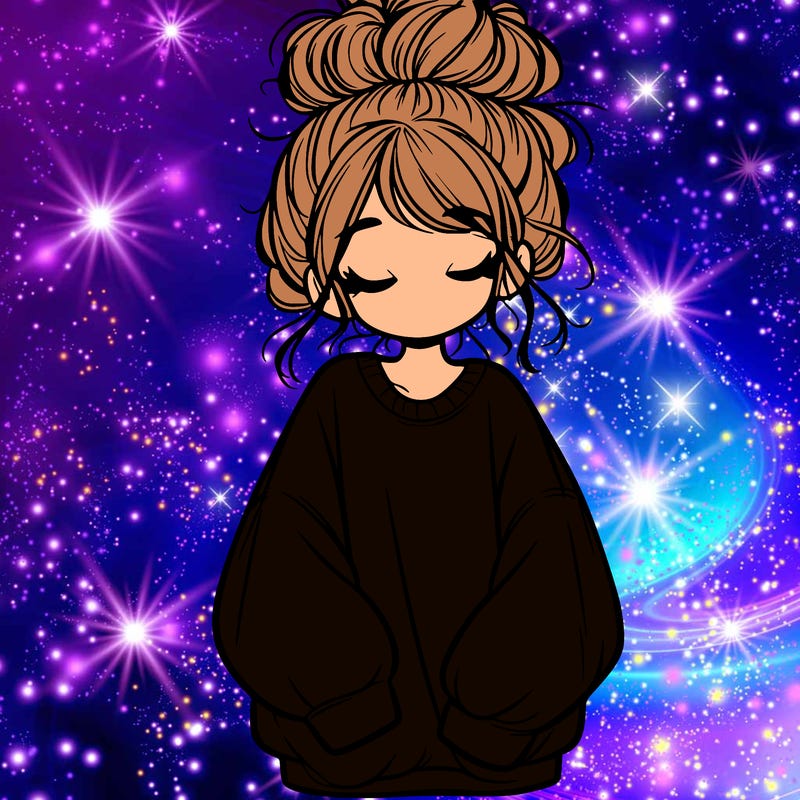 girl with baggy sweatshirt and messy bun