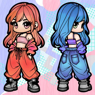 girl in crop top and baggy pants