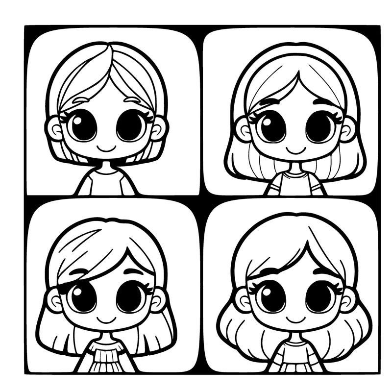 four sections with a girl in each section