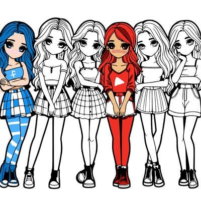 a group of girls realistic