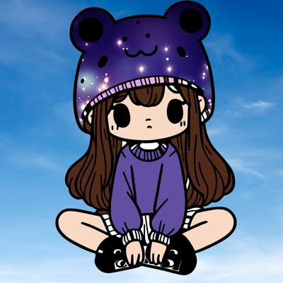 a girl wearing a frog hat and some frog socks