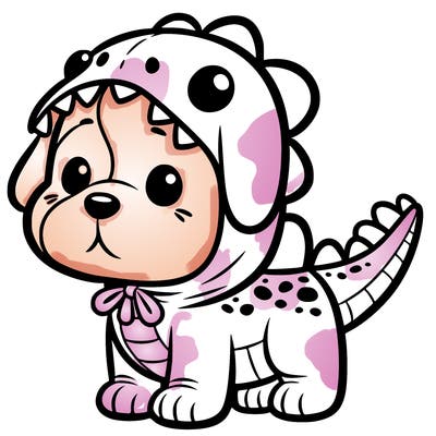 dog in a dinosaur costume