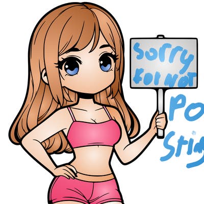 girl in a cute crop top holding a blank sign