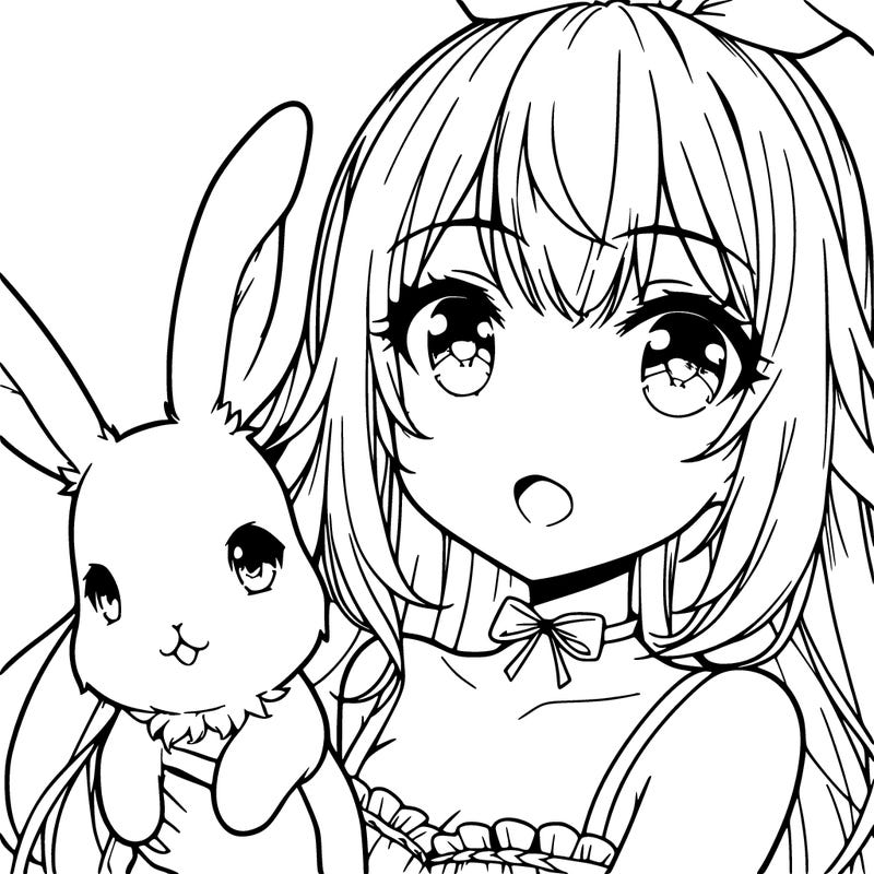 anime girl with bunny