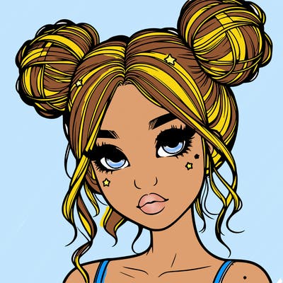 realistic girl with space buns
