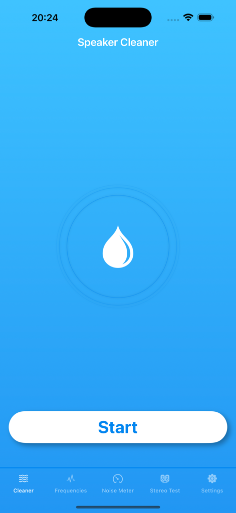 Speaker Fix - Speaker Fix mobile App-Oberfläche zur Reinigung von Lautsprechern von Wasser mittels Schallfrequenzen