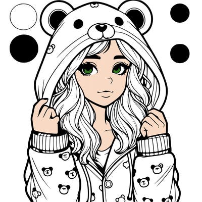 realistic girl in a animal pjs hoodie