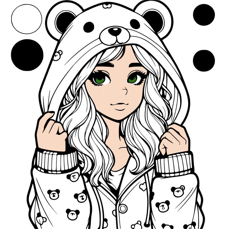 realistic girl in a animal pjs hoodie
