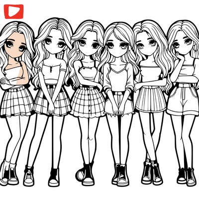 a group of girls realistic