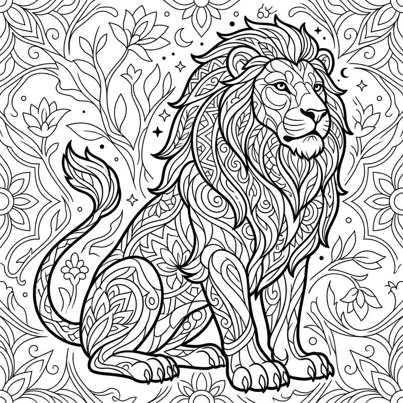 Embark on a creative journey with this stunning mandala lion coloring page. Its detailed patterns and majestic presence promise hours of engaging artistic enjoyment.