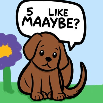 a puppy that says 5 like maybe