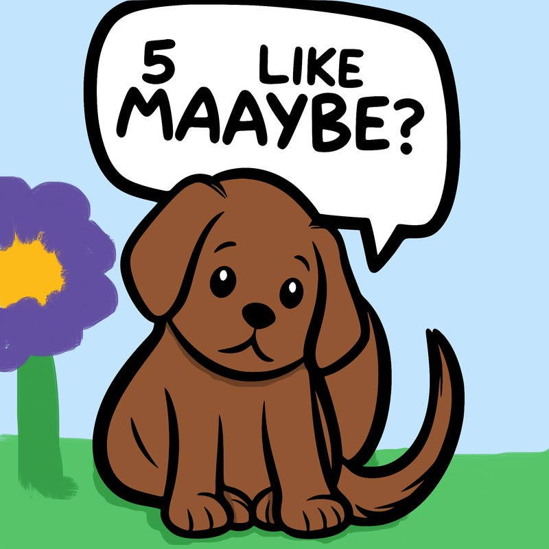 a puppy that says 5 like maybe