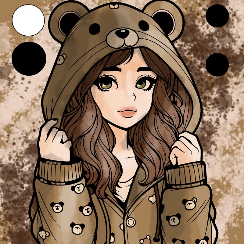 realistic girl in a animal pjs hoodie