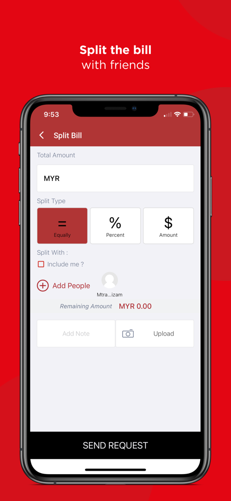 Merchantrade Money app split bill feature