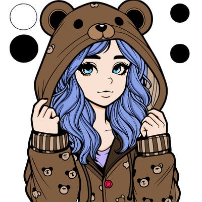 realistic girl in a animal pjs hoodie