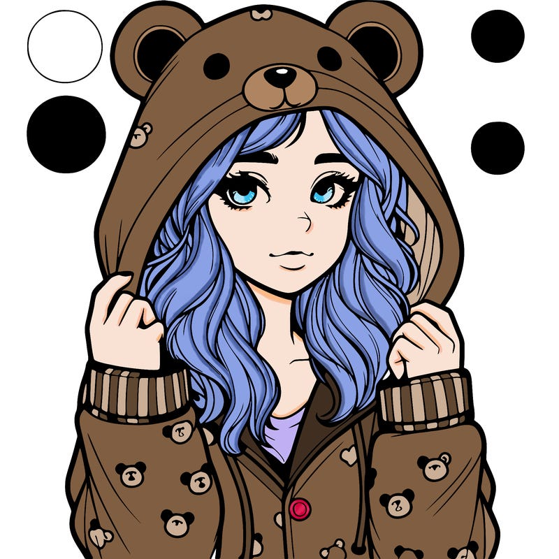 realistic girl in a animal pjs hoodie