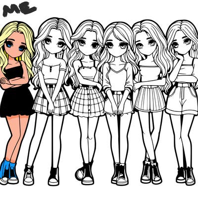 a group of girls realistic