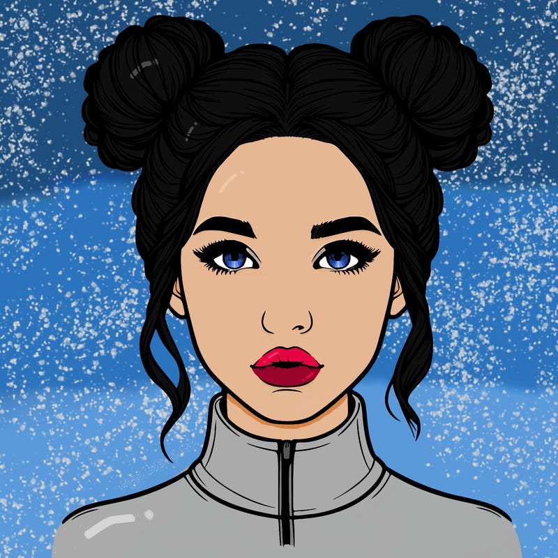 realistic woman that has space buns