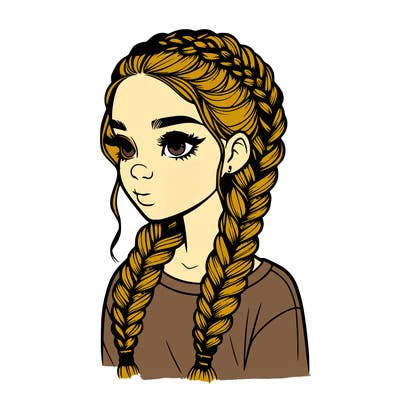 realistic girl with braids