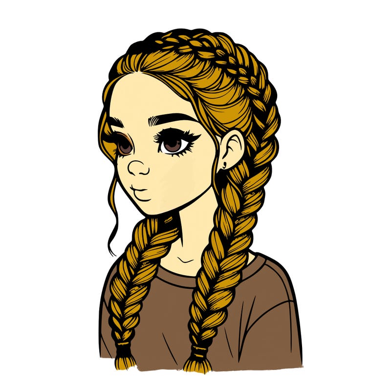realistic girl with braids